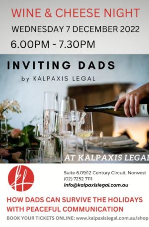 PARENTING FOR DADS – 7 DECEMBER 2022 WINE & CHEESE NIGHT